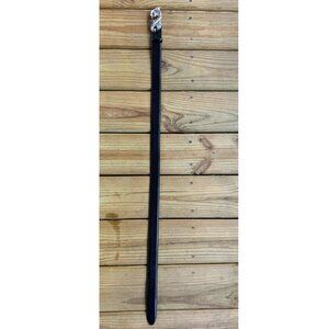 Vintage Leather Belt Silver Ornate Buckle (L)